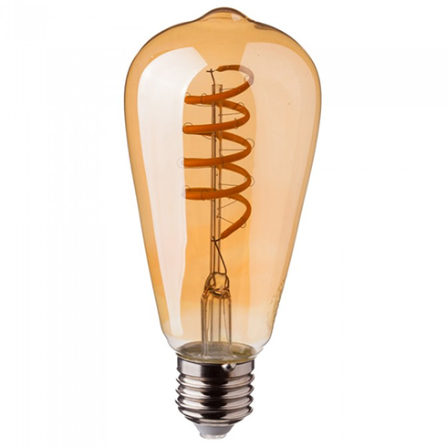 E27 LED izzó Vintage filament (4W/300°) ST64 Spirál - extra meleg fehér