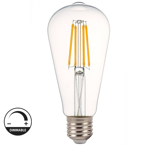 E27 LED izzó Retro filament (4W/300°) ST64 Körte - meleg fehér, dimmelhető Kifutó