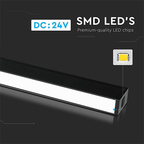 Mágneses sínes LED lámpa (DC24V) - 30W (100° - fekete) természetes fehér