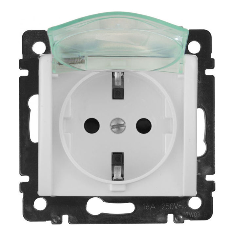 Valena-vízm. 2P+F aljzat, csapfed, IP44, (250V~/10AX) fehér