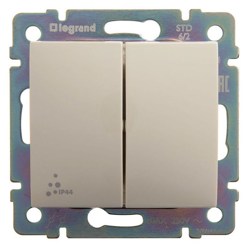 Valena-vízm. váltókapcsoló kettős, IP44 (250V~/10AX) elefántcsont