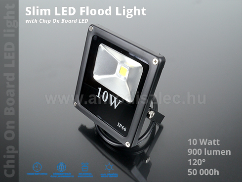 Slim LED reflektor (10W/120°) Meleg fényű - Utolsó!