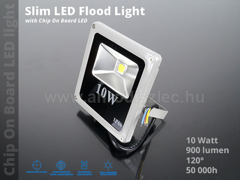 Slim LED reflektor (10W/COB/120°) Hideg fehér