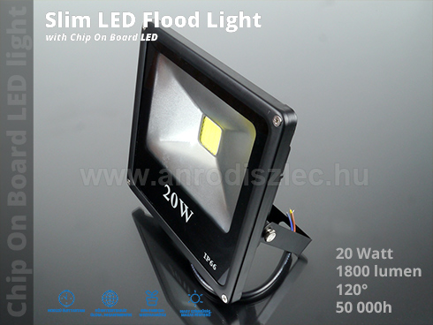 Slim LED reflektor (20W/COB/120°) Természetes fehér