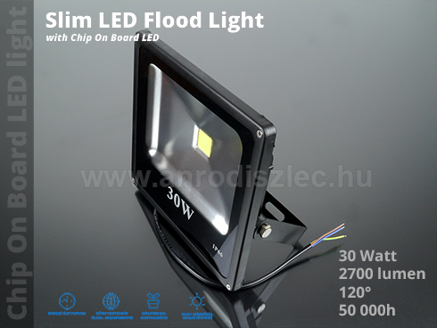 Slim LED reflektor (30W/COB/120°) Meleg fehér