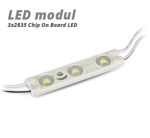 LED modul 1.0W (2835x3/180°/IP67) COB LED - Piros