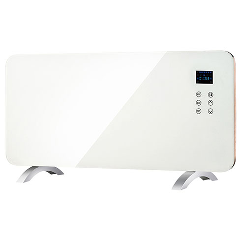 Wifi-s elektromos konvektor, üveglapos (750-1500W) lábon álló vagy falra szerelhető. Kifutó, újracsomagolt termék!