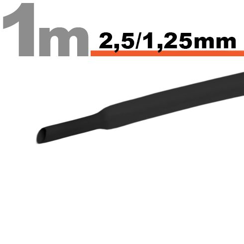Zsugorcső (2.5 mm - 1.25 mm) - fekete