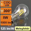 LED lámpa E27 Filament (8W/300°) Körte - meleg fehér