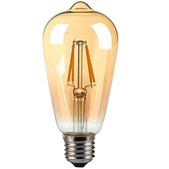 E27 LED izzó Vintage filament (4W/300°) ST64 Körte - meleg fehér