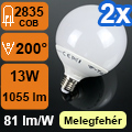 LED lámpa E27 (COB 2835/13W/200°) R120 melegf. (2 db)
