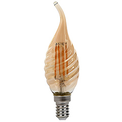 E14 LED izzó Vintage filament (4W/300°) Csavart gyertya láng - extra meleg fehér