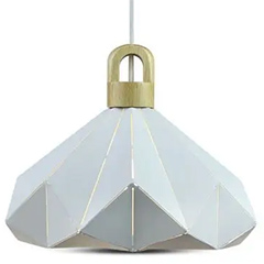 Pastel Wood modern csillár (E27) fehér búra + fa dekor