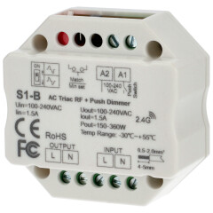 Triac dimmer fényerőszabályzó vezérlő (100-240V - 1A/csatorna) 1 csatornás S1-B