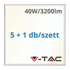 LED panel szett, 5+1 darab (600 x 600mm) 40W - természetes fehér