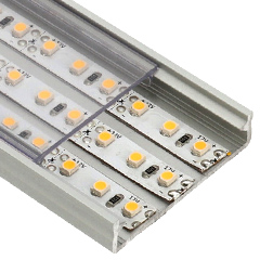 SOLIS Ezüst - Függeszthető széles lapos U alakú alu profil LED szalaghoz (Átlátszó PVC búrával)