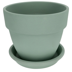 Agyagvirágcserép alátéttel, kerek - menta (20 cm/2,7l)