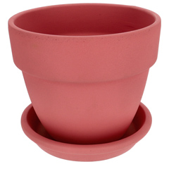 Agyagvirágcserép alátéttel, kerek - rózsaszín (20 cm/2,7l)