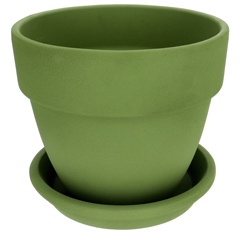 Agyagvirágcserép alátéttel, kerek - zöld (20 cm/2,7l)