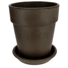 Agyagvirágcserép alátéttel, kerek, fagyálló - barna (19 cm/3,7l)