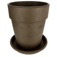 Agyagvirágcserép alátéttel, kerek, fagyálló - barna (27 cm/11l)
