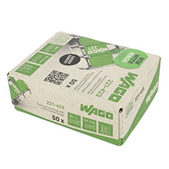 221 Wago Green Range új karos (csatos) vezeték összekötő, 3 x 4mm² vezeték nyílásos (50 db)