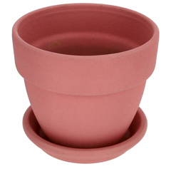 Agyagvirágcserép alátéttel, kerek - rózsaszín (16 cm/1.3l)