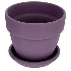Agyagvirágcserép alátéttel, kerek - lila (16 cm/1.3l)