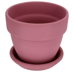 Agyagvirágcserép alátéttel, kerek - mályva (16 cm/1.3l)