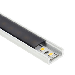 Type-D Fehér - Alumínium U profil LED szalagos világításhoz 16x6 mm (Fekete PMMA búrával)