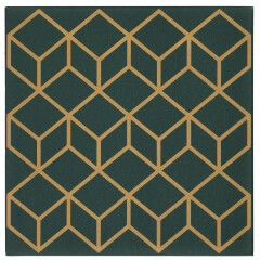 Dekorációs 3D falburkolat - geometrikus minta, zöld-arany (8 darab 50x50 cm-es lap)