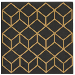 Dekorációs 3D falburkolat - geometrikus minta, fekete-arany (8 darab 50x50 cm-es lap)