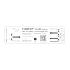 MR2 2-in-1 Group Control mini csoport (zóna) vezérlő (egyszínű, CCT LED szalaghoz) nyomógombos bekötés