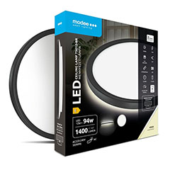 LED mennyezeti lámpa fekete kerettel, dekor háttérfénnyel, kör alakú (12W, 1400 lm, 4000K)