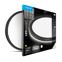 LED mennyezeti lámpa fekete kerettel, dekor háttérfénnyel, kör alakú (30W, 3500 lm, 4000K)