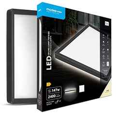 LED mennyezeti lámpa fekete kerettel, dekor háttérfénnyel, négyzet alakú (18W, 2400 lm, 4000K)
