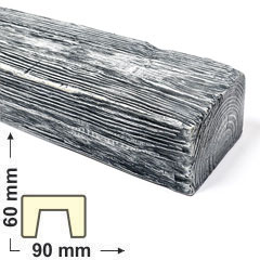 DecoWood Szürke-90 Modern poliuretán gerenda  - 3 méteres (ED 107)
