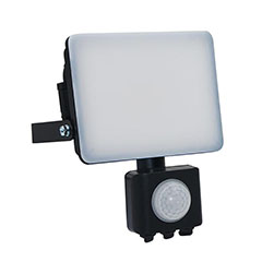 Keret nélküli mozgásérzékelős LED reflektor vízmentes kötődobozzal (20W/1900lm) természetes fehér, fekete
