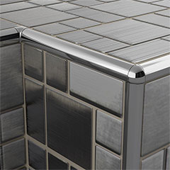 NOX rozsdamentes acél íves csempe élvédő, sarokvédő (10 mm) inox - 250 cm