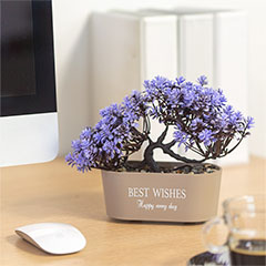 Műnövény dekoráció - bonsai, lila (19x13cm)