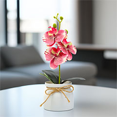 Műnövény dekoráció - cserepes orchidea, rózsaszín (20x9cm)