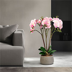 Műnövény dekoráció - cserepes orchidea, rózsaszín (58 cm)