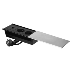 Süllyeszthető elosztó asztalba, csúszófedéllel (2-es, USB-A+USB-C) ezüst