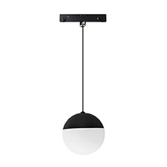 Genesis mágneses sínes LED lámpa, gömb alakú függeszték, 11.4 cm, fekete - 10W (36°) természetes fehér, 48 Volt