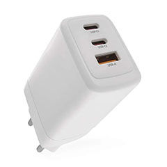 USB töltő, hálózati adapter - USB + 2xUSB-C, gyorstöltéssel 65W (5-20V/3-3.25A) - Fehér