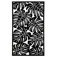 Fali dekorpanel, monstera levél minta, 90x150 cm, 3 mm HDF - Antracit