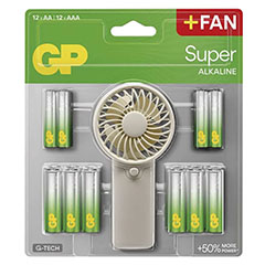 GP Super alkáli 12 AAA + 12 AA ceruza elem, ajándék kézi ventilátorral - (24 db)