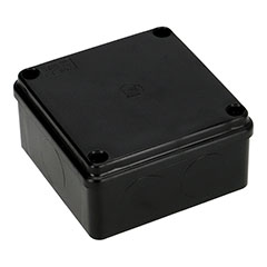 S-BOX sima falú kötődoboz csavaros fedéllel, (105x105x55 mm) IP65, fekete