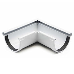 Ereszcsatorna külső sarokelem 90°, 90 mm, szürke, PVC