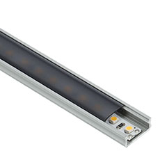 Type-D Ezüst- Alumínium U profil LED szalagos világításhoz 16x6 mm (Fekete PMMA búrával)